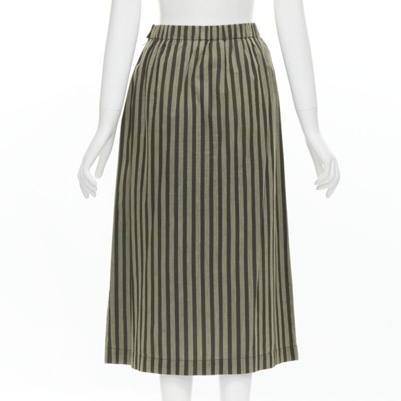 Women's ISSEY MIYAKE 1980's Vintage brown striped cotton diagonal pleat A-line skirt M For Sale