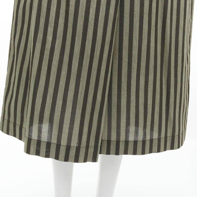 ISSEY MIYAKE 1980's Vintage brown striped cotton diagonal pleat A-line skirt M For Sale 2
