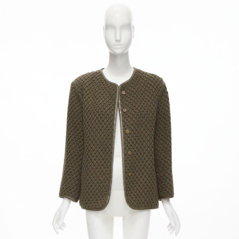 Issey Miyake 1980 Vintage, giacca in pelle cloque marrone a trama cialda M. in vendita 5