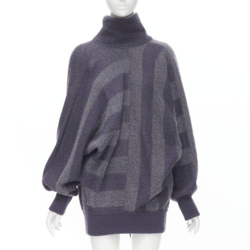 Gray ISSEY MIYAKE 1980's Vintage deconstructed 3 sleeves striped sweater dress M Rare For Sale