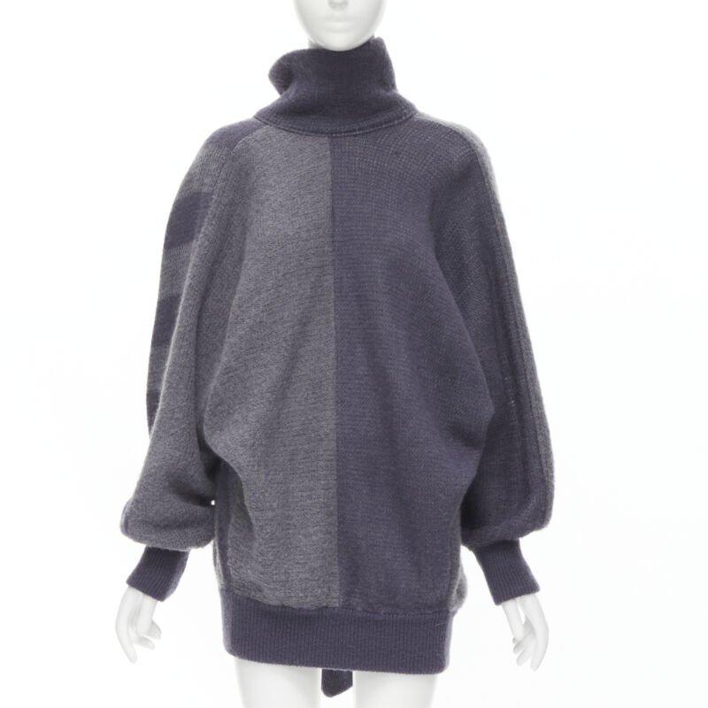 ISSEY MIYAKE 1980's Vintage deconstructed 3 sleeves striped sweater dress M Rare In Excellent Condition For Sale In Hong Kong, NT