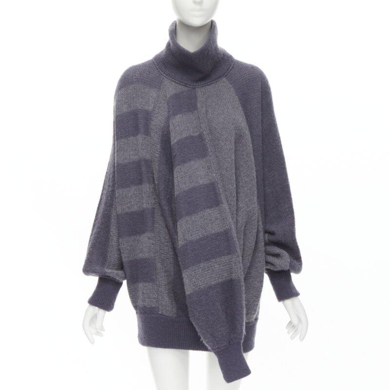 ISSEY MIYAKE 1980's Vintage deconstructed 3 sleeves striped sweater dress M Rare For Sale