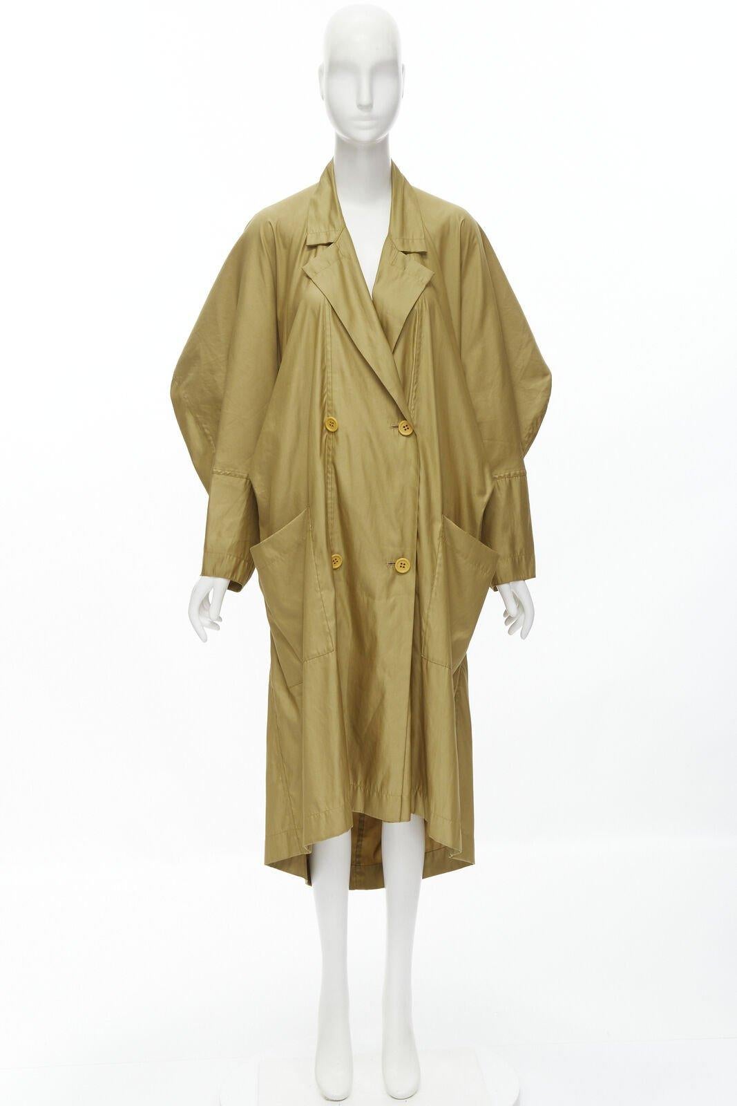 ISSEY MIYAKE 1980's Vintage gold beige parachute draped back trench coat M Rare For Sale 5