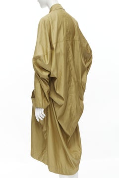 ISSEY MIYAKE 1980's Vintage gold beige parachute draped back trench coat M Rare