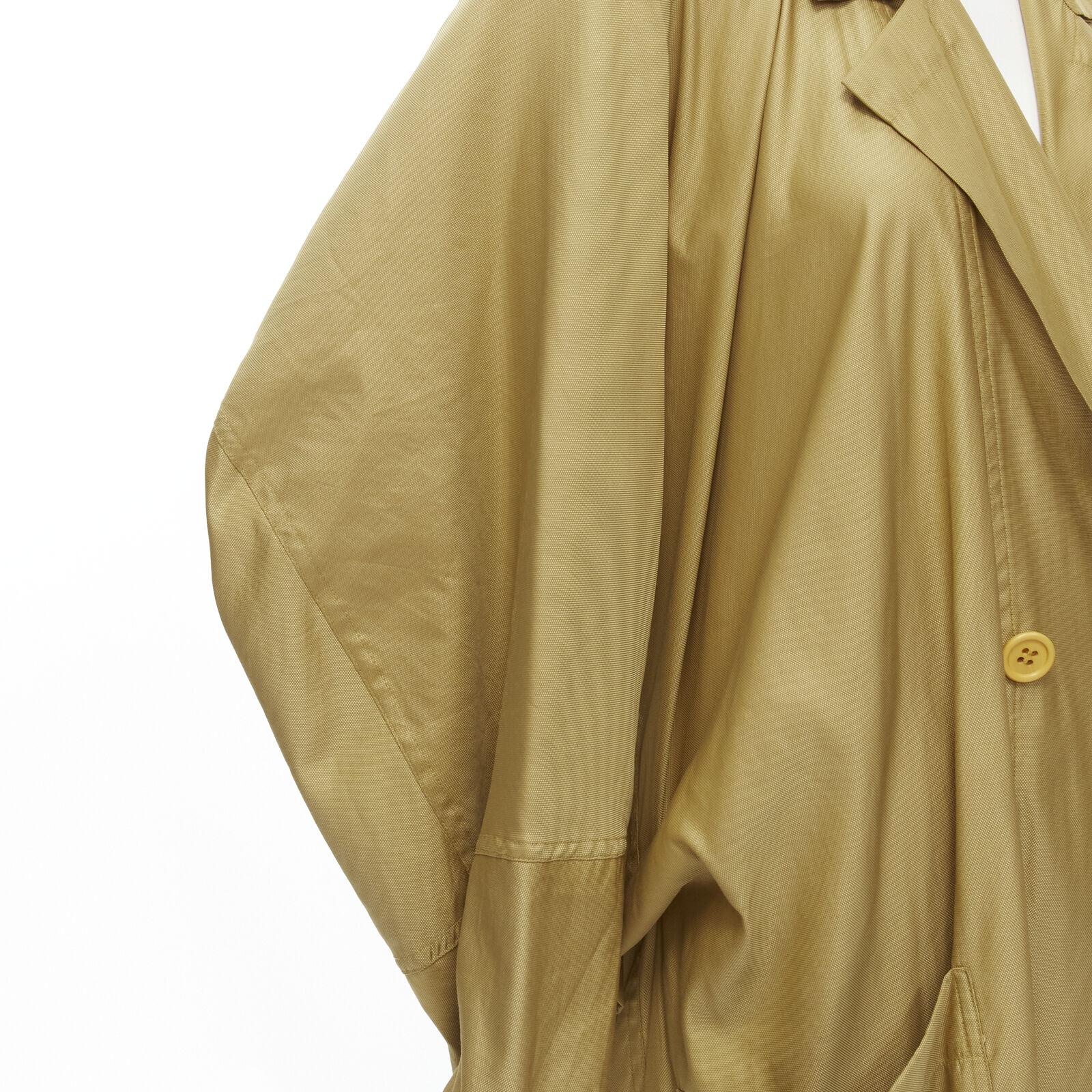 ISSEY MIYAKE 1980's Vintage gold beige parachute draped back trench coat M Rare For Sale 3