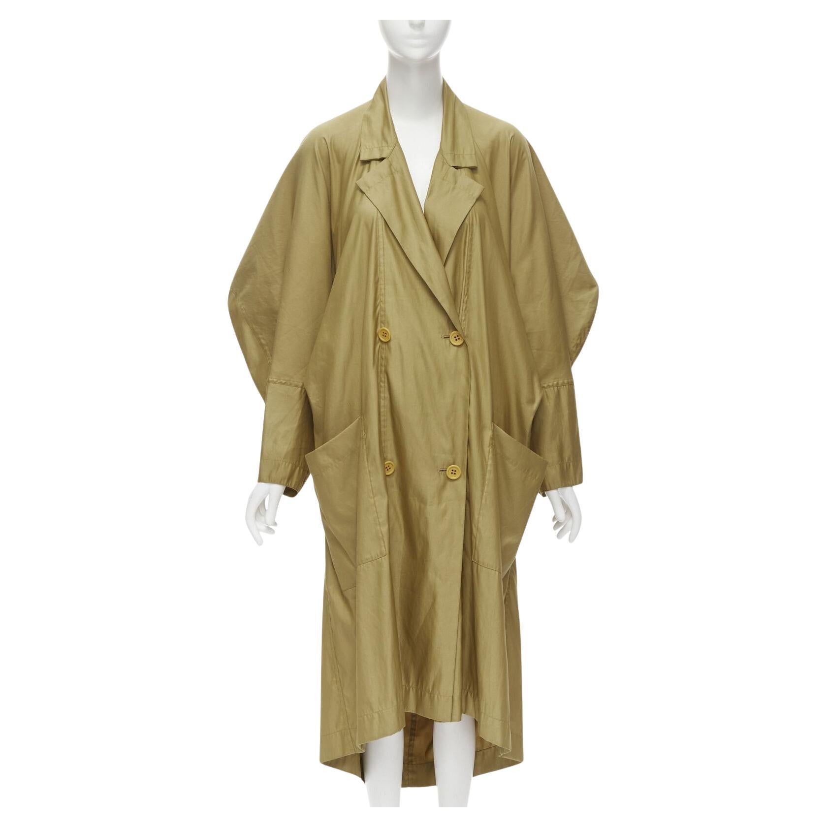 ISSEY MIYAKE 1980's Vintage gold beige parachute draped back trench coat M Rare For Sale