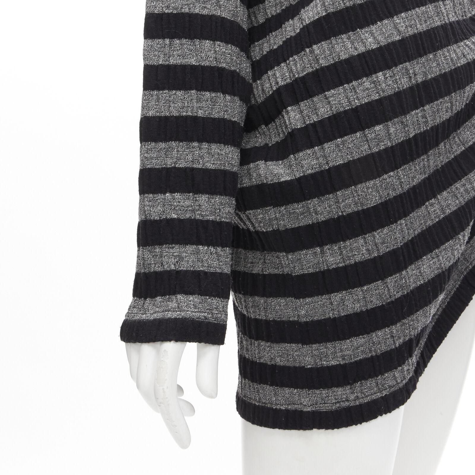 ISSEY MIYAKE 1980s Vintage grey black stripe draped gathered sweater S For Sale 6