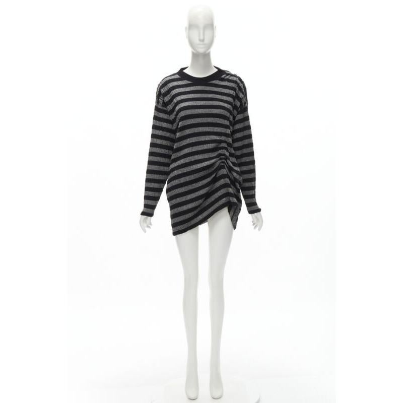 Issey Miyake 1980, maglione vintage a righe nere e grigie con arricciature S in vendita 7