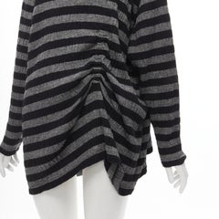 ISSEY MIYAKE 1980s Vintage grey black stripe draped gathered sweater S