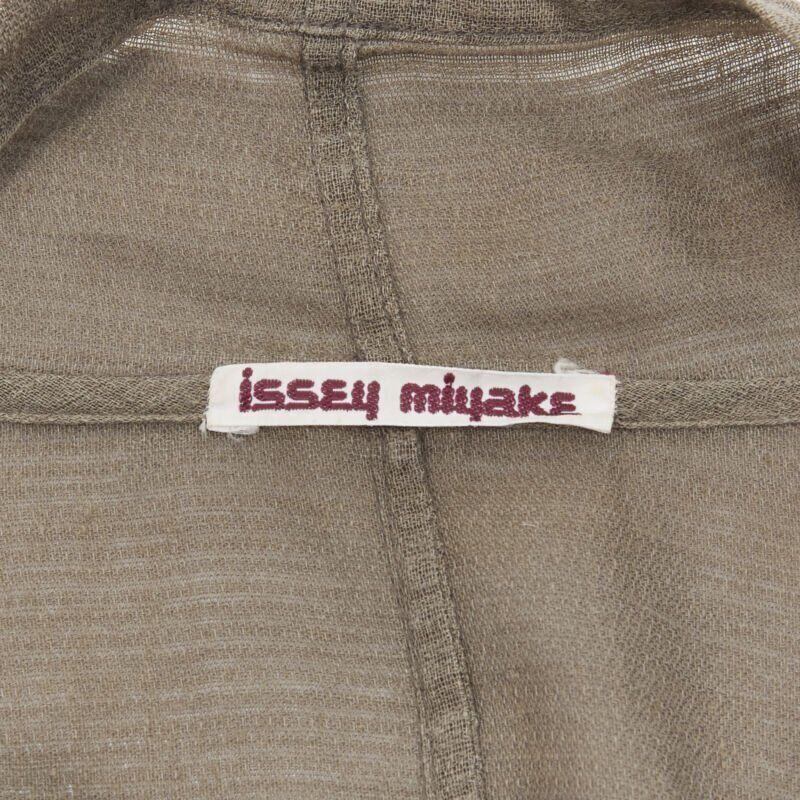 Issey Miyake 1980's Vintage grey linen yellow Obi belt cowl neck dress M Rare en vente 6