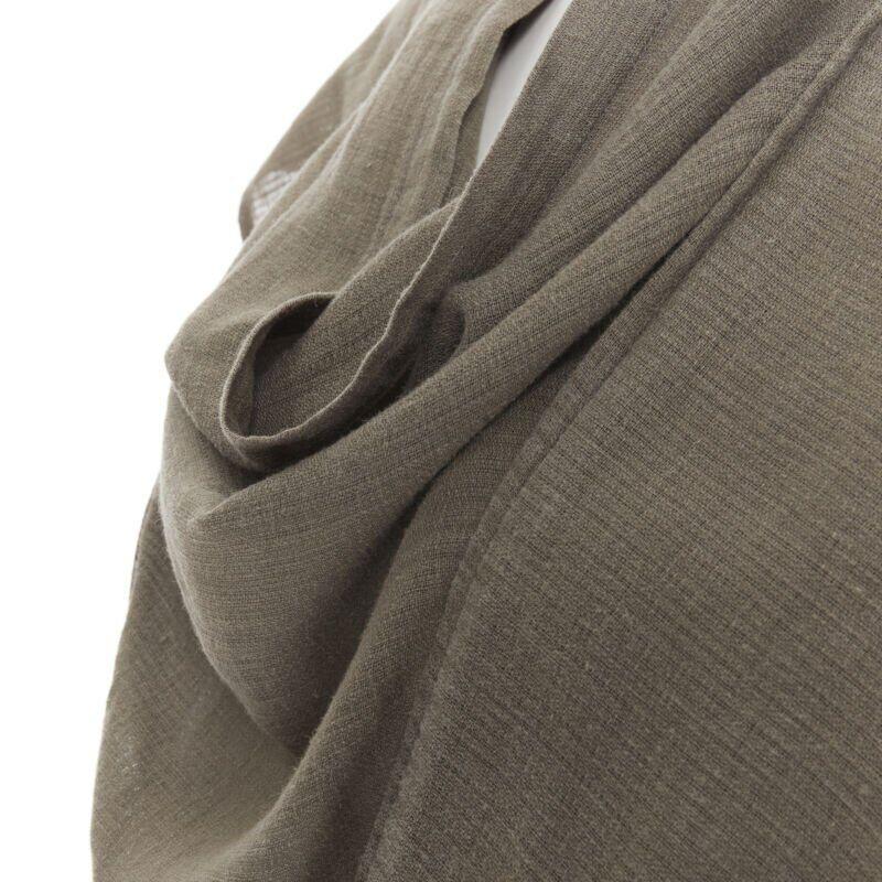 Issey Miyake 1980's Vintage grey linen yellow Obi belt cowl neck dress M Rare en vente 2