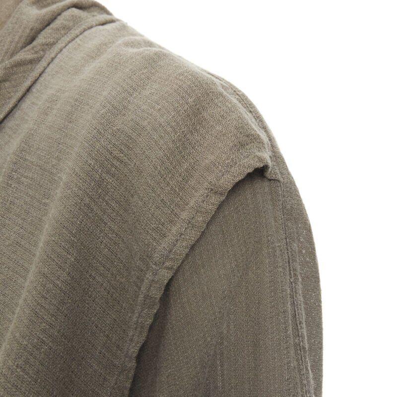 Issey Miyake 1980's Vintage grey linen yellow Obi belt cowl neck dress M Rare en vente 3