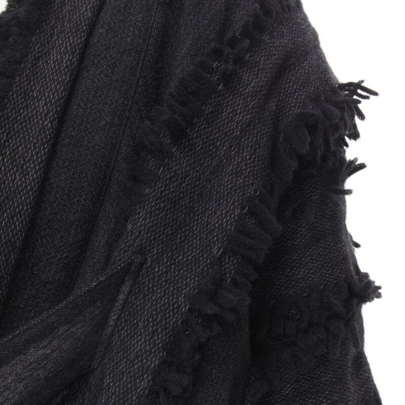 ISSEY MIYAKE 1980's Vintage grey wool fringe oversized wrap Cocoon coat M rare For Sale 4