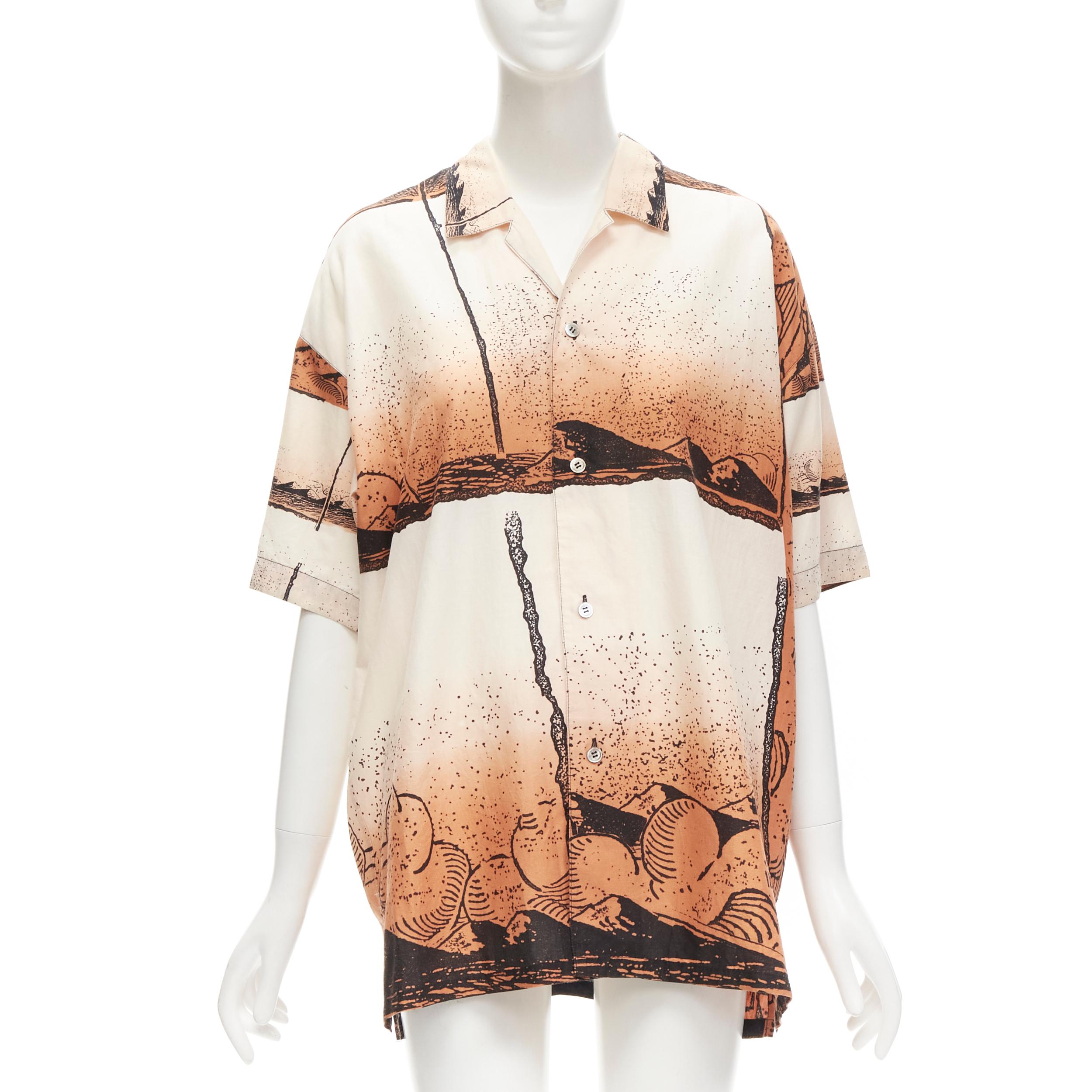 ISSEY MIYAKE 1980er Jahre Vintage Japanische Hemd Shorts aus Holzschnitt mitombre- Meeresdruck M im Angebot 5