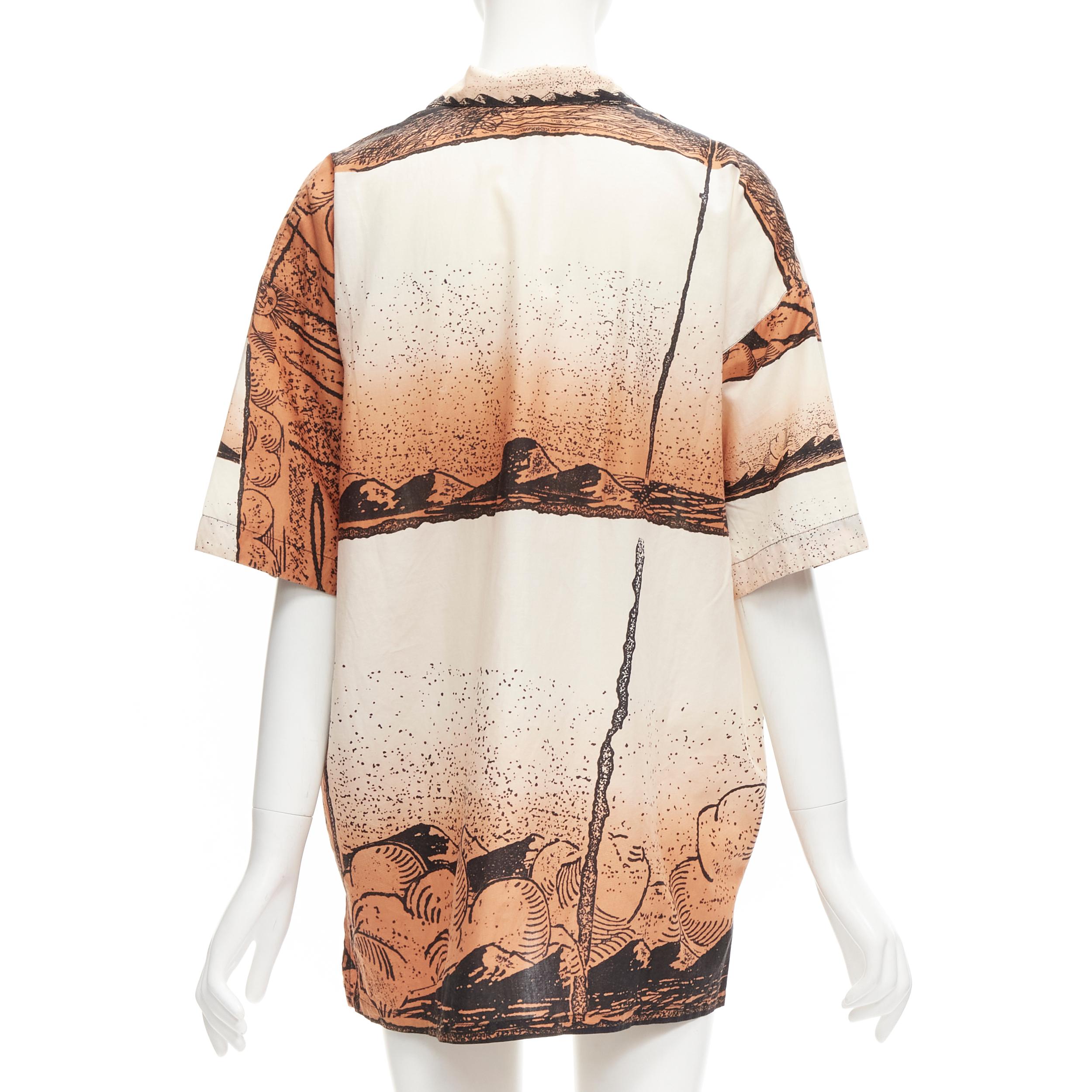 ISSEY MIYAKE 1980er Jahre Vintage Japanische Hemd Shorts aus Holzschnitt mitombre- Meeresdruck M im Angebot 6