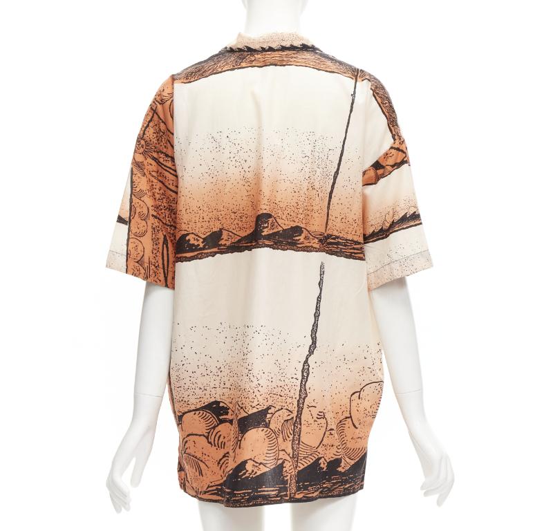 ISSEY MIYAKE 1980er Jahre Vintage Japanische Hemd Shorts aus Holzschnitt mitombre- Meeresdruck M im Angebot 6
