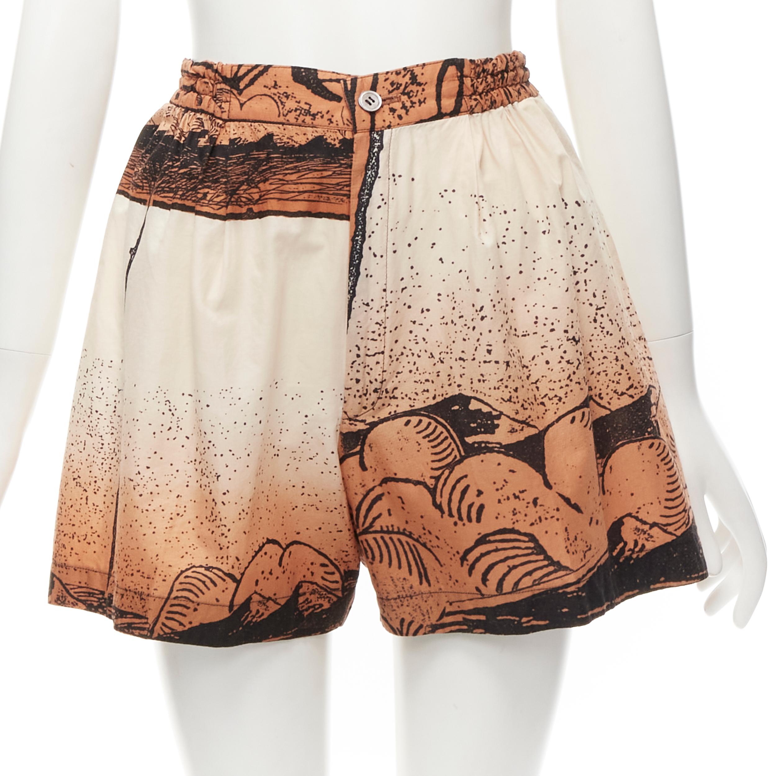 ISSEY MIYAKE 1980er Jahre Vintage Japanische Hemd Shorts aus Holzschnitt mitombre- Meeresdruck M im Angebot 7