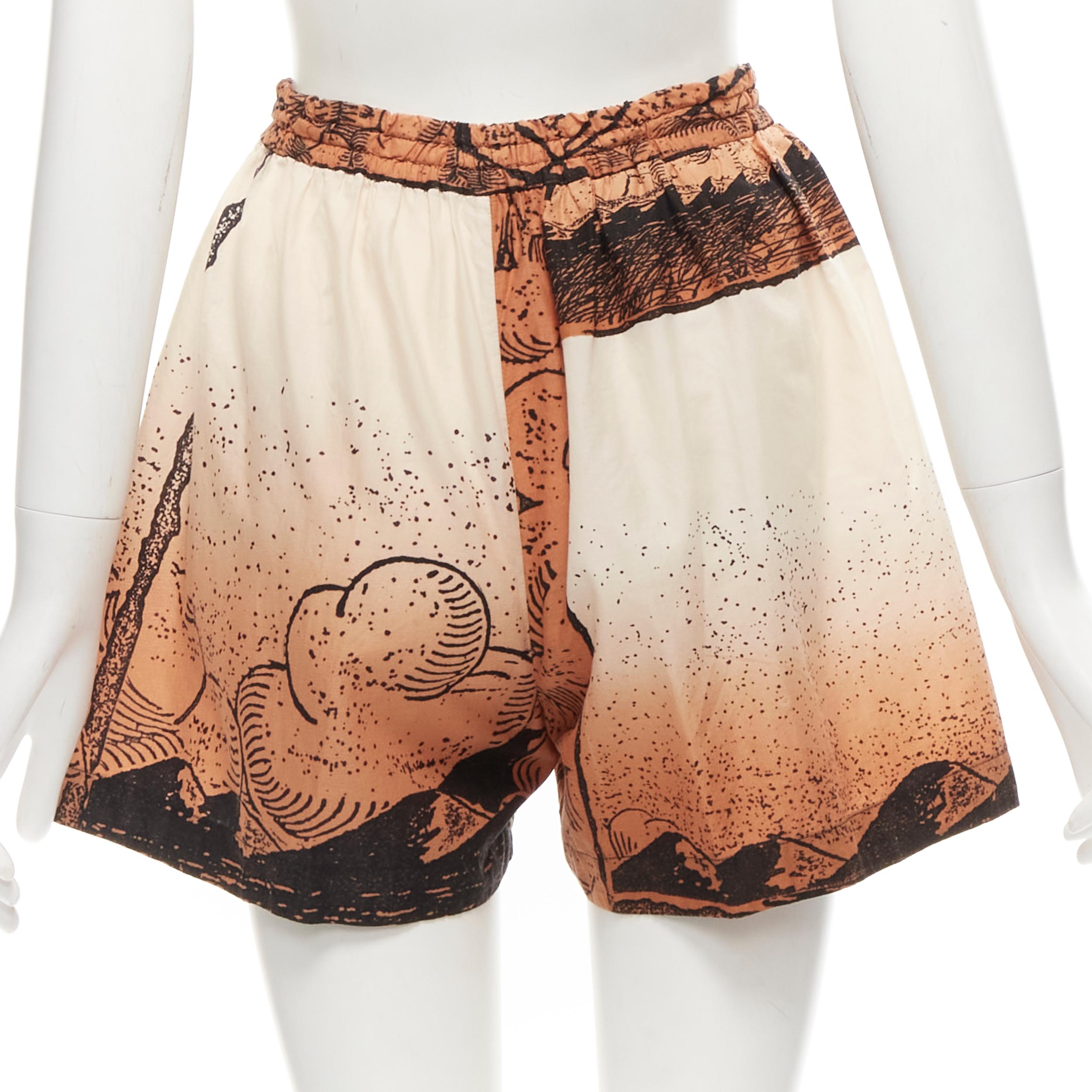 ISSEY MIYAKE 1980er Jahre Vintage Japanische Hemd Shorts aus Holzschnitt mitombre- Meeresdruck M im Angebot 8