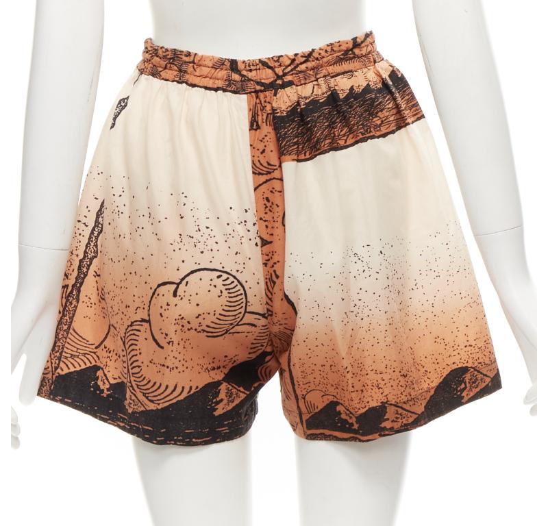 ISSEY MIYAKE 1980er Jahre Vintage Japanische Hemd Shorts aus Holzschnitt mitombre- Meeresdruck M im Angebot 8