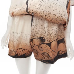 ISSEY MIYAKE 1980's Vintage Japanese woodblock ombre sea print shirt shorts M