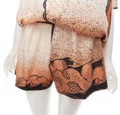 ISSEY MIYAKE 1980's Vintage Japanese woodblock ombre sea print shirt shorts M