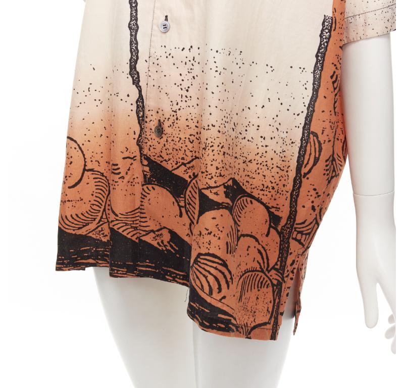 ISSEY MIYAKE 1980er Jahre Vintage Japanische Hemd Shorts aus Holzschnitt mitombre- Meeresdruck M im Angebot 4