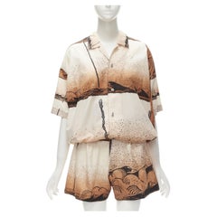 ISSEY MIYAKE 1980's Vintage Japanese woodblock ombre sea print shirt shorts M