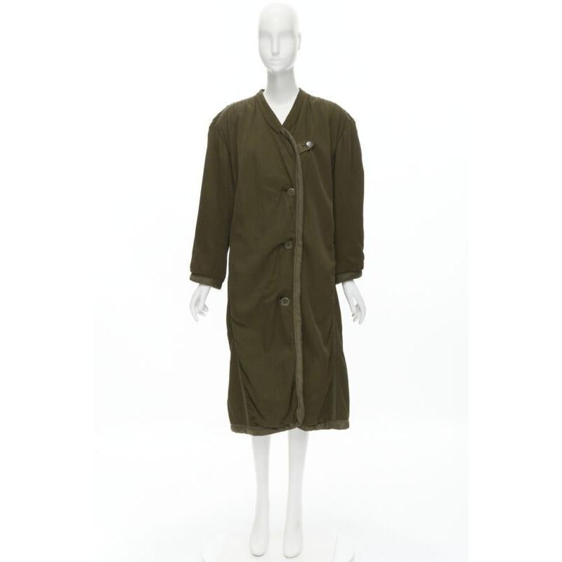ISSEY MIYAKE 1980's Vintage khaki green padded shoulder oversized coat M Rare For Sale 6