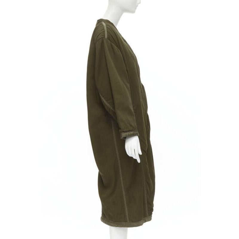 ISSEY MIYAKE 1980's Vintage khaki green padded shoulder oversized coat M Rare In Good Condition For Sale In Hong Kong, NT