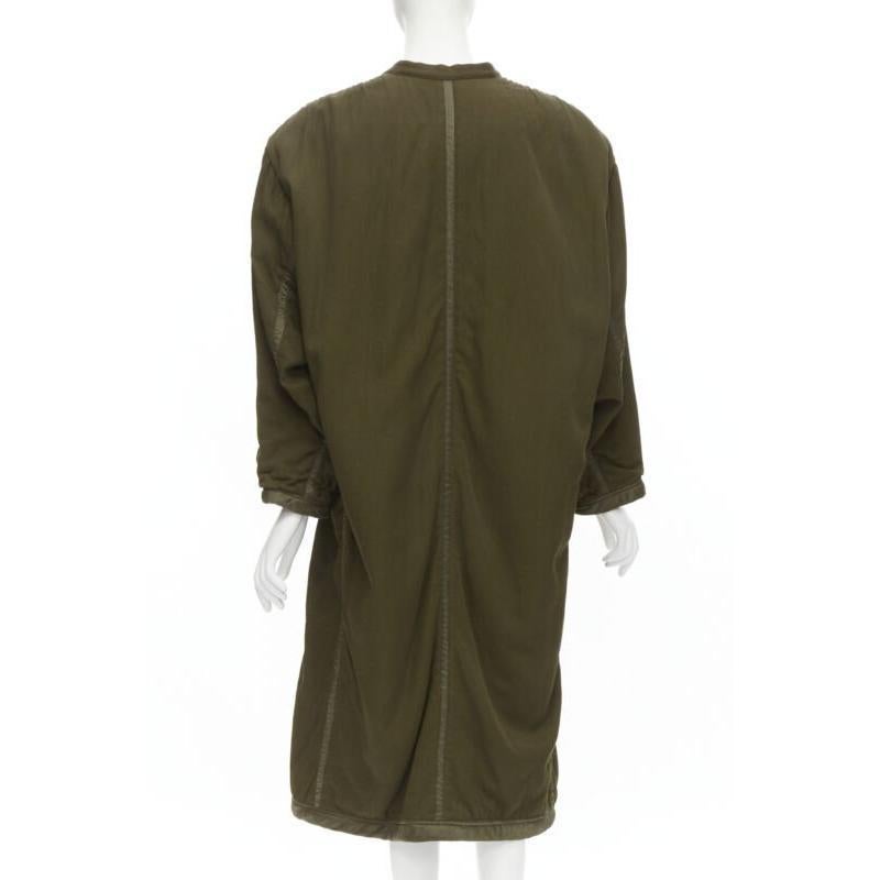 Women's ISSEY MIYAKE 1980's Vintage khaki green padded shoulder oversized coat M Rare For Sale