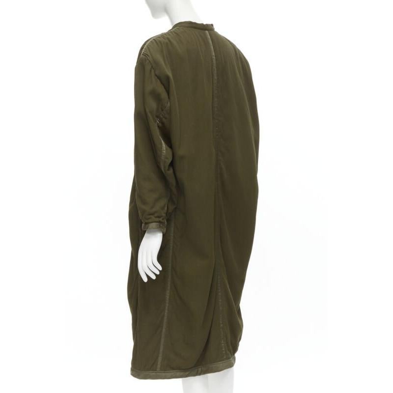 ISSEY MIYAKE 1980's Vintage khaki green padded shoulder oversized coat M Rare For Sale 1