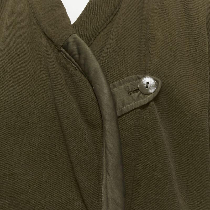 ISSEY MIYAKE 1980's Vintage khaki green padded shoulder oversized coat M Rare For Sale 2