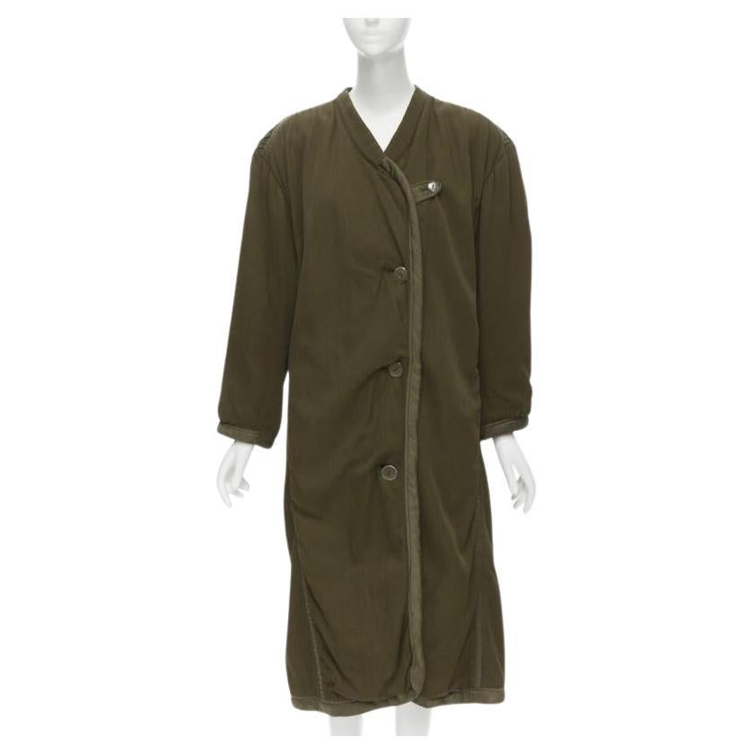 ISSEY MIYAKE 1980's Vintage khaki green padded shoulder oversized coat M Rare For Sale