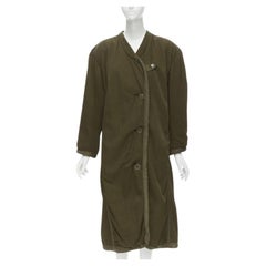 ISSEY MIYAKE 1980's Vintage khaki green padded shoulder oversized coat M Rare