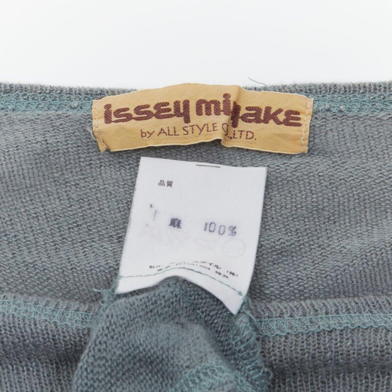 M-One Miyake 1980's Vintage teal blue diagonal bias drawstring sweater M Rare en vente 5