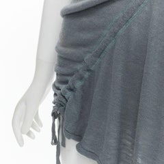 ISSEY MIYAKE 1980's Vintage teal blue diagonal bias drawstring sweater M Rare