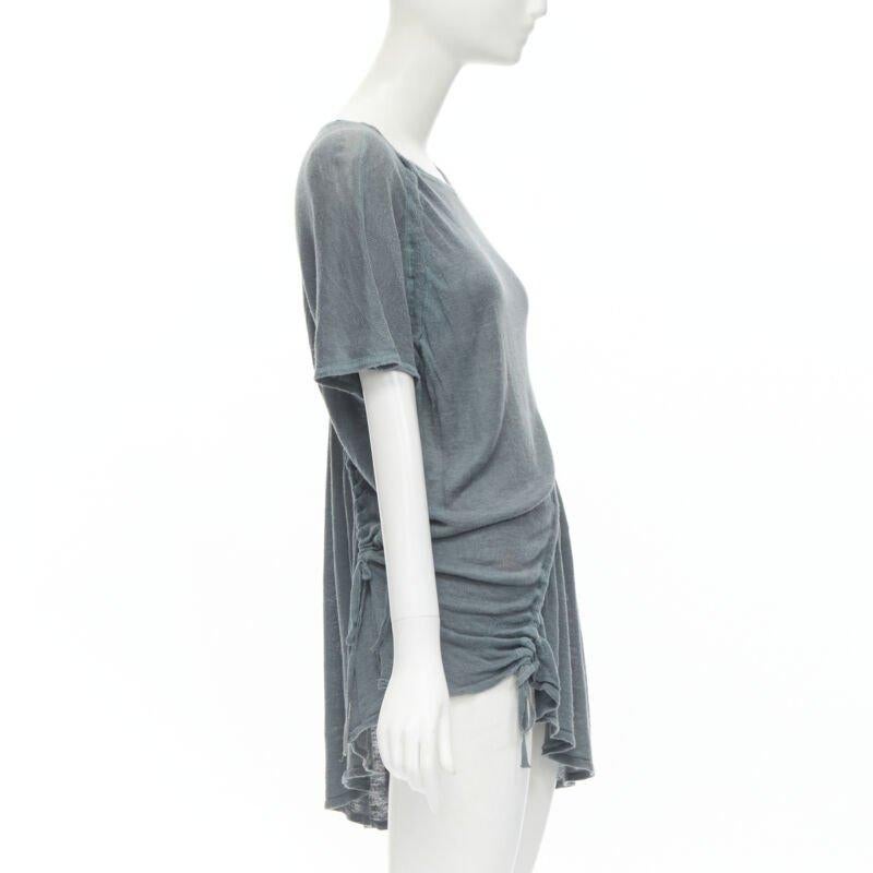 M-One Miyake 1980's Vintage teal blue diagonal bias drawstring sweater M Rare État moyen - En vente à Hong Kong, NT
