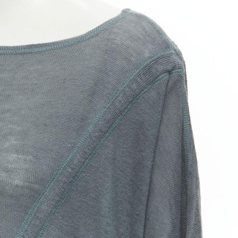 M-One Miyake 1980's Vintage teal blue diagonal bias drawstring sweater M Rare en vente 2