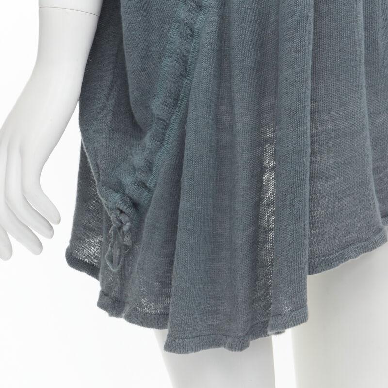 M-One Miyake 1980's Vintage teal blue diagonal bias drawstring sweater M Rare en vente 3