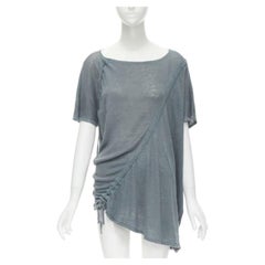 ISSEY MIYAKE 1980's Vintage teal blue diagonal bias drawstring sweater M Rare