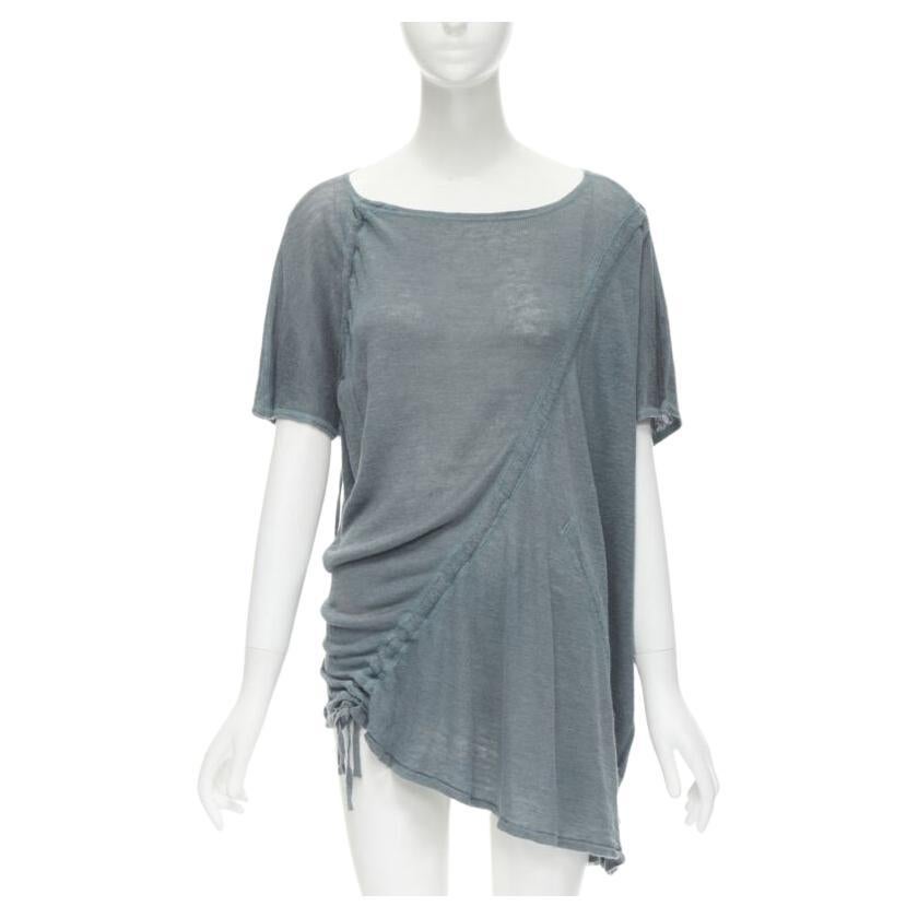 ISSEY MIYAKE 1980's Vintage maglione con coulisse diagonale blu verde acqua M Raro