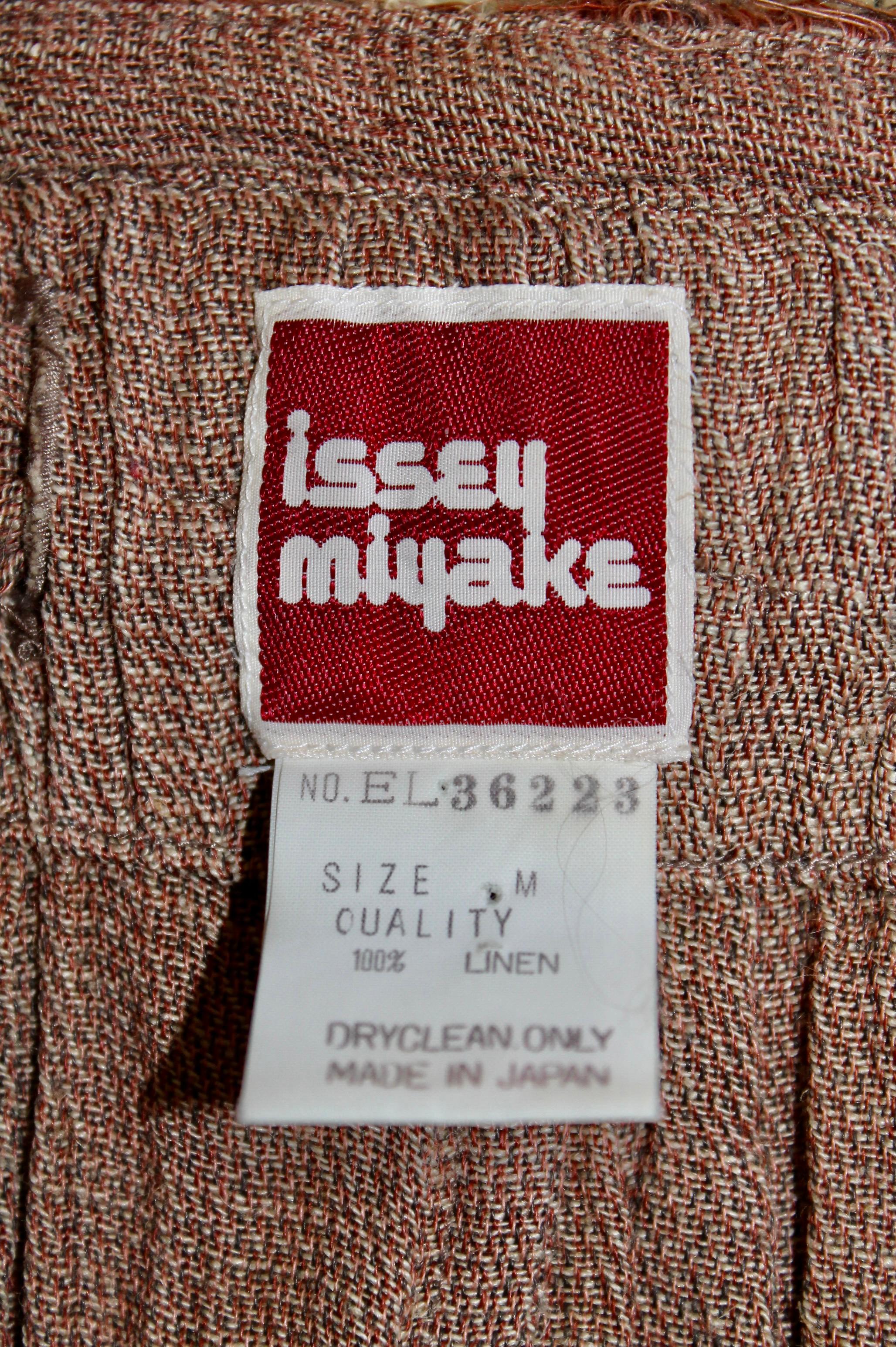 Issey Miyake 1983 Collection Beige 100% Linen fringed Knotted Sleeve Jacket For Sale 9