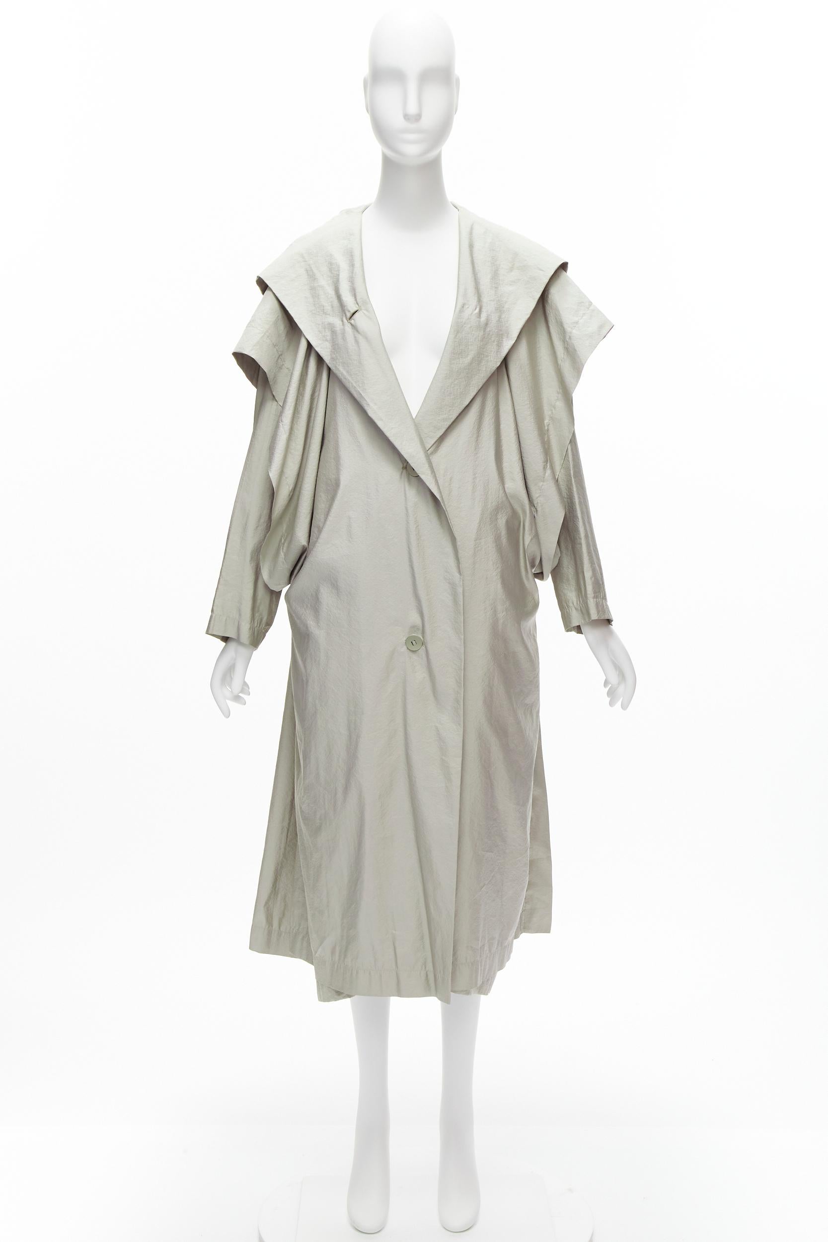 ISSEY MIYAKE 1986 Vintage Runway lucid hooded sleeve layer draped overcoat JP9 M For Sale 7