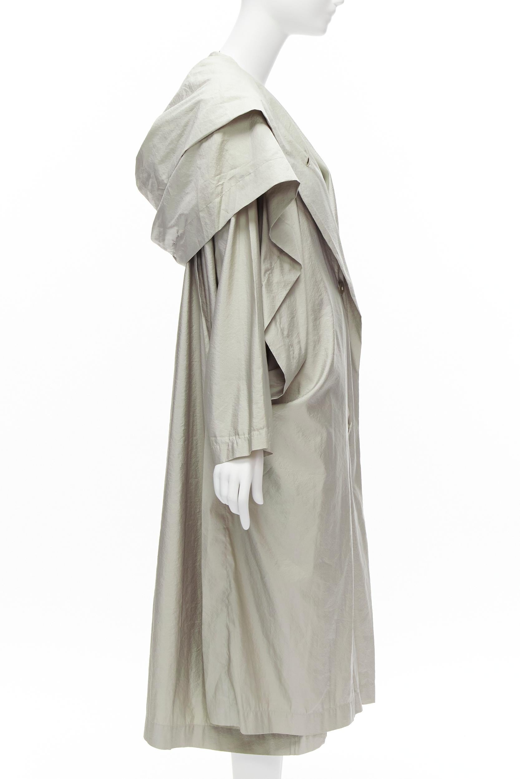 ISSEY MIYAKE 1986 Vintage Runway lucid hooded sleeve layer draped overcoat JP9 M For Sale 1