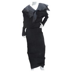 Vintage Issey Miyake 1989 Reverse Pleats Black Sculptural Museum Quality Dress