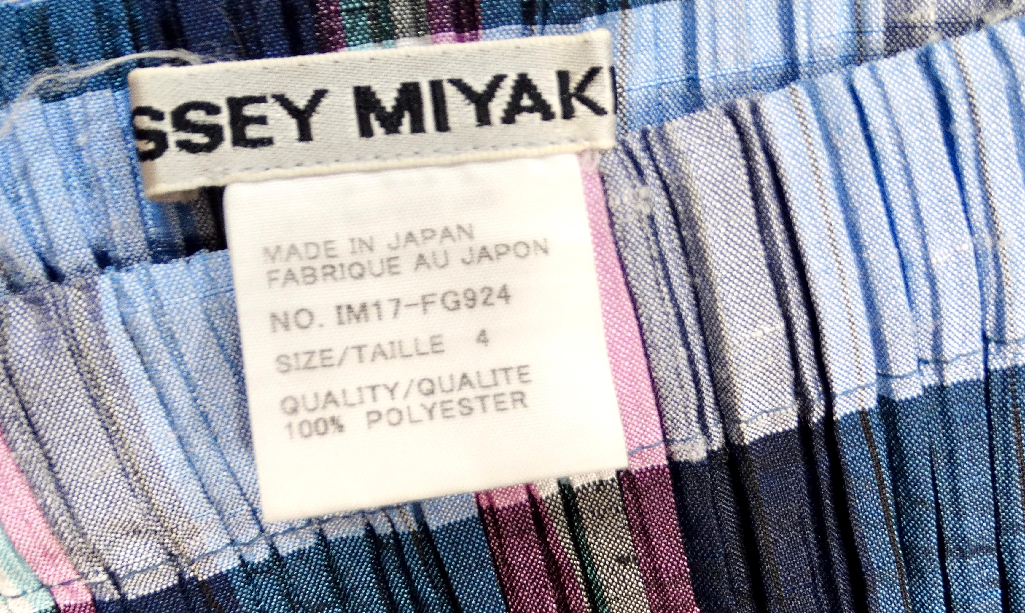 Issey Miyake 1990 Bleu et violet Jupe longue plissée à imprimé écossais en vente 2