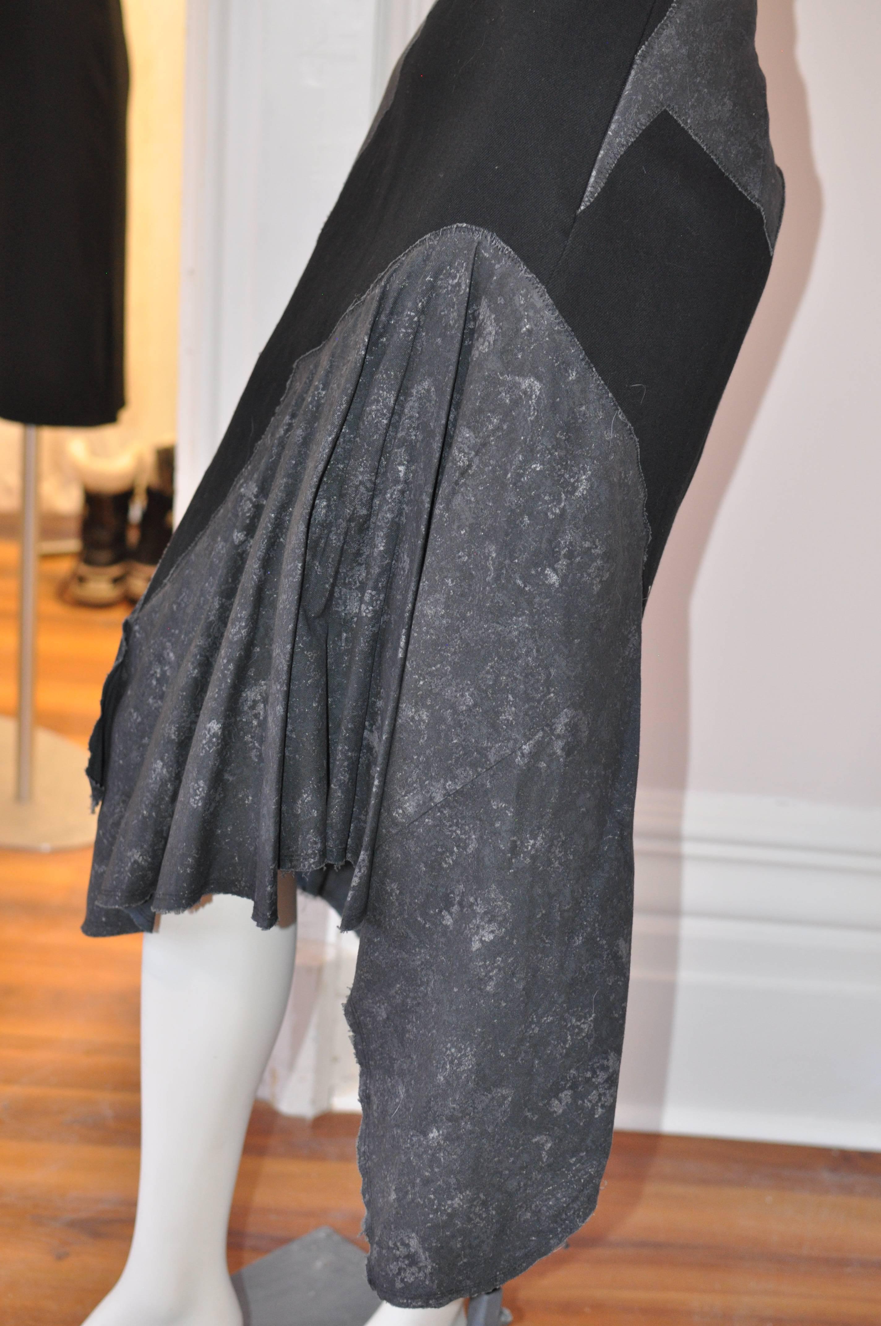 Issey Miyake 1990s Cotton Black and Grey w/Silver Grey Flakes Skirt (Japan 3) 1