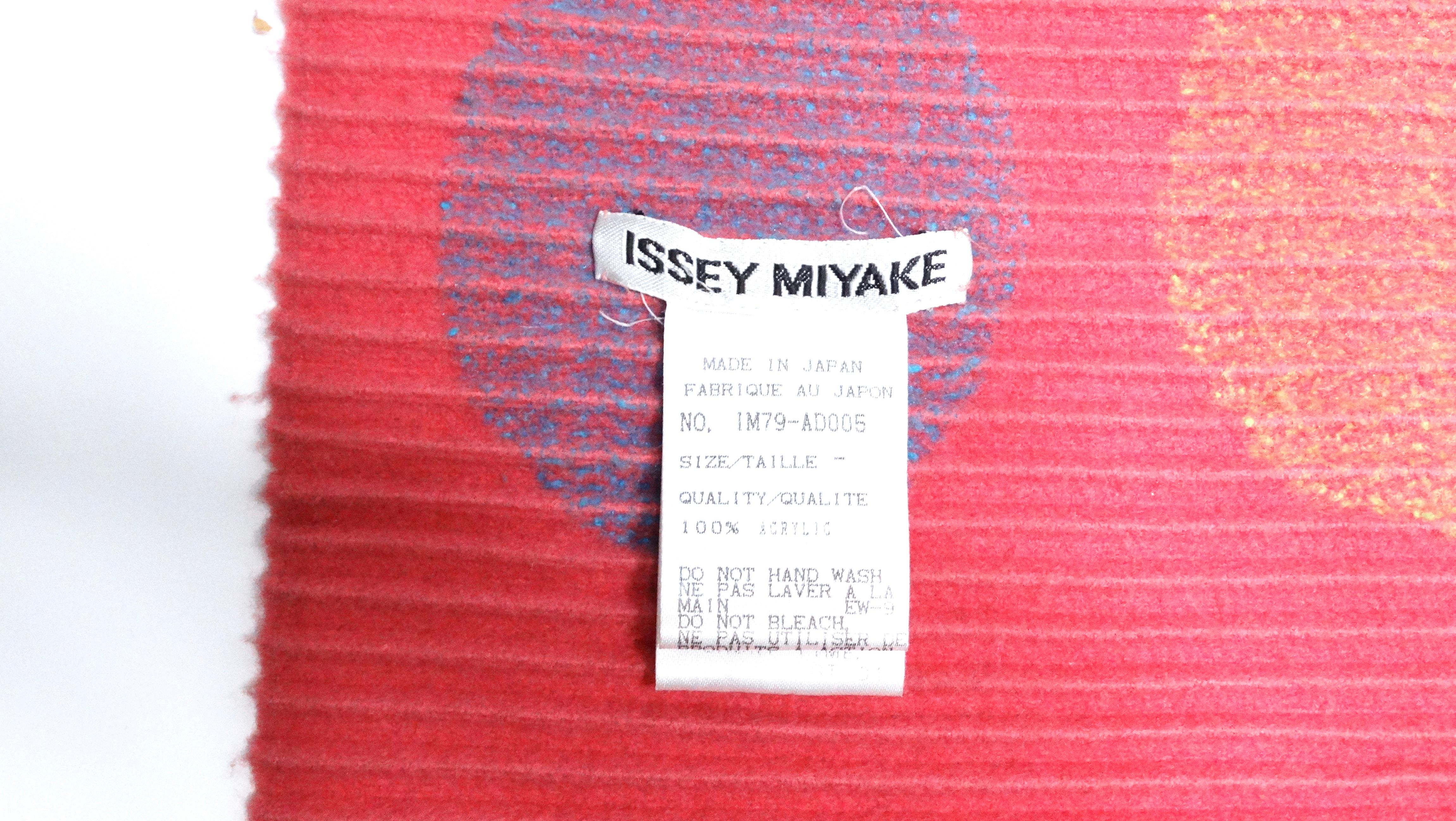 Issey Miyake 1990s Neon Geometric Print Pleated Scarf For Sale 1