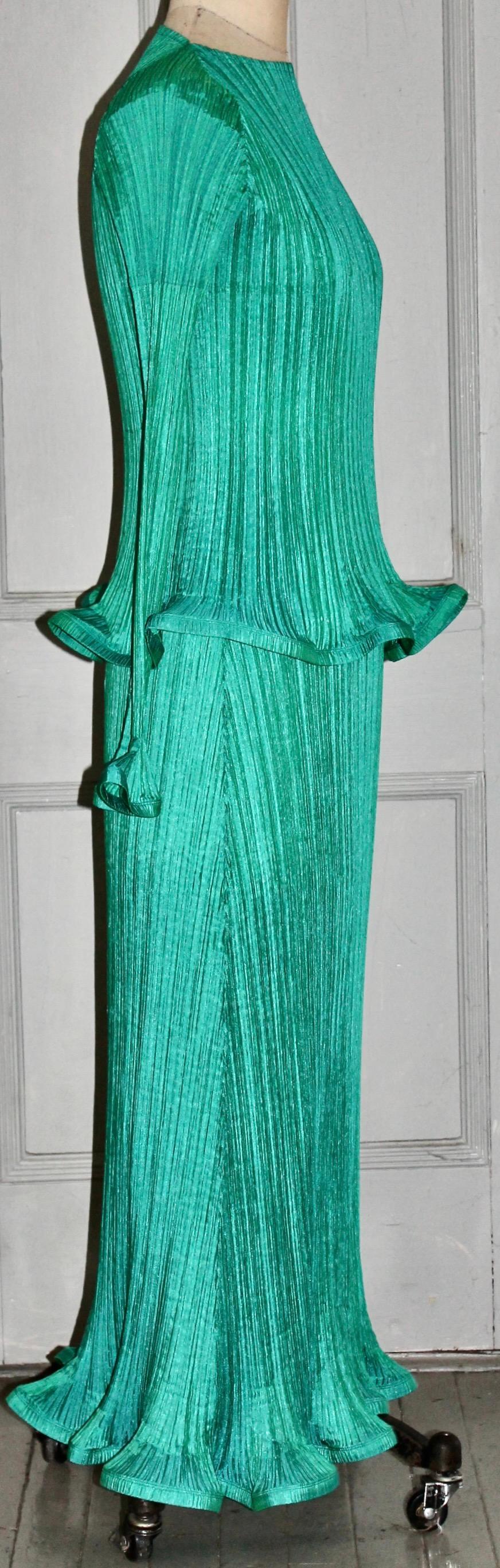 Issey Miyake 1990's Pleated Sculptural Dress and Overtop For Sale 1