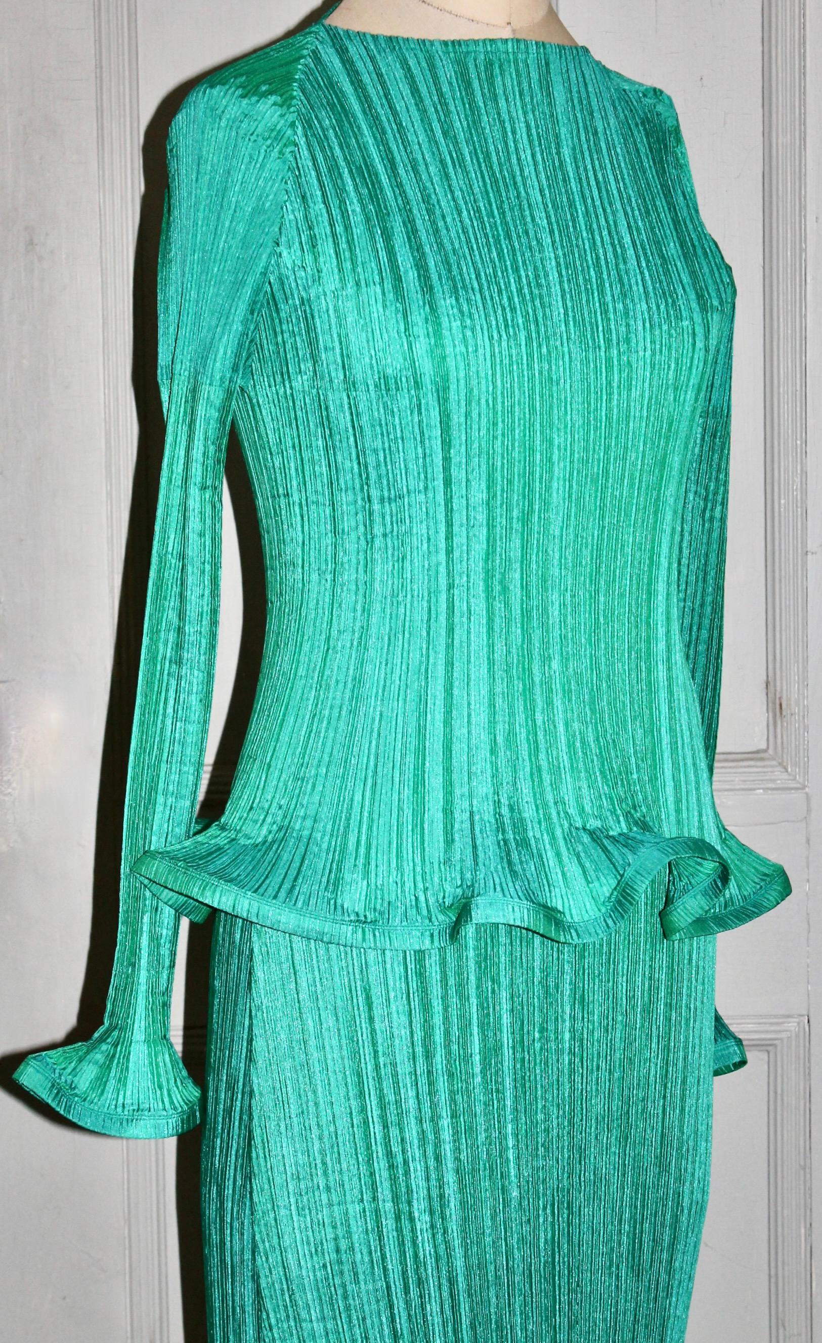 Issey Miyake 1990's Pleated Sculptural Dress and Overtop For Sale 2